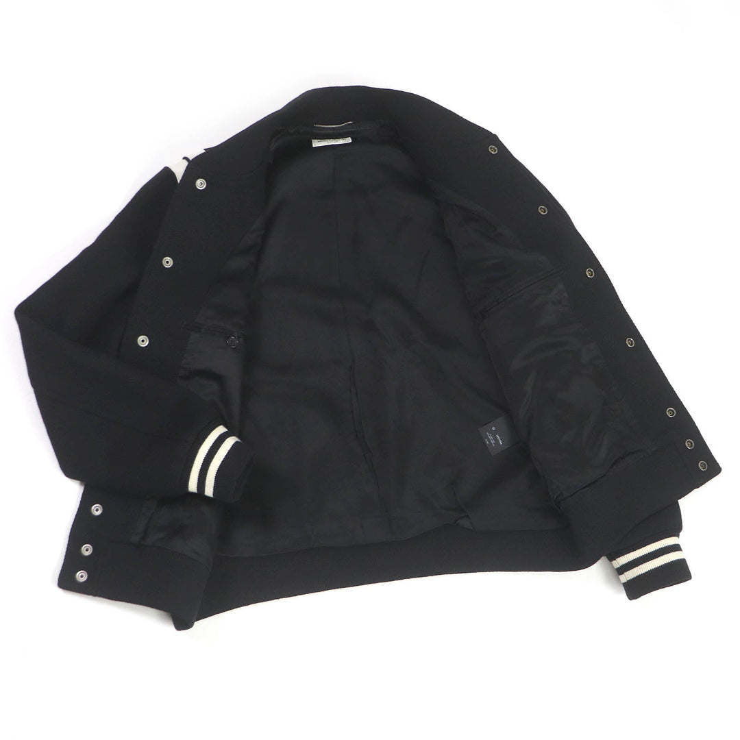 SAINT LAURENT PARIS Bomber jacket 354718 Main: 90% wool, Main: 10% nylon, Part: 93% wool, Part: 6% nylon, Part: 1% polyurethane black mens 52 Used Authentic