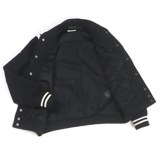 SAINT LAURENT PARIS Bomber jacket 354718 Main: 90% wool, Main: 10% nylon, Part: 93% wool, Part: 6% nylon, Part: 1% polyurethane black mens 52 Used Authentic