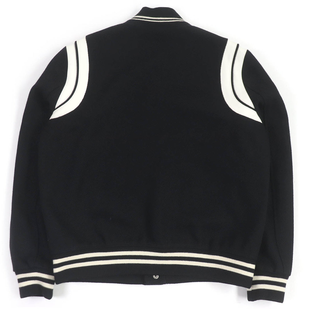 SAINT LAURENT PARIS Bomber jacket 354718 Main: 90% wool, Main: 10% nylon, Part: 93% wool, Part: 6% nylon, Part: 1% polyurethane black mens 52 Used Authentic