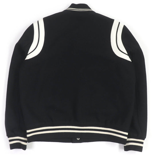SAINT LAURENT PARIS Bomber jacket 354718 Main: 90% wool, Main: 10% nylon, Part: 93% wool, Part: 6% nylon, Part: 1% polyurethane black mens 52 Used Authentic