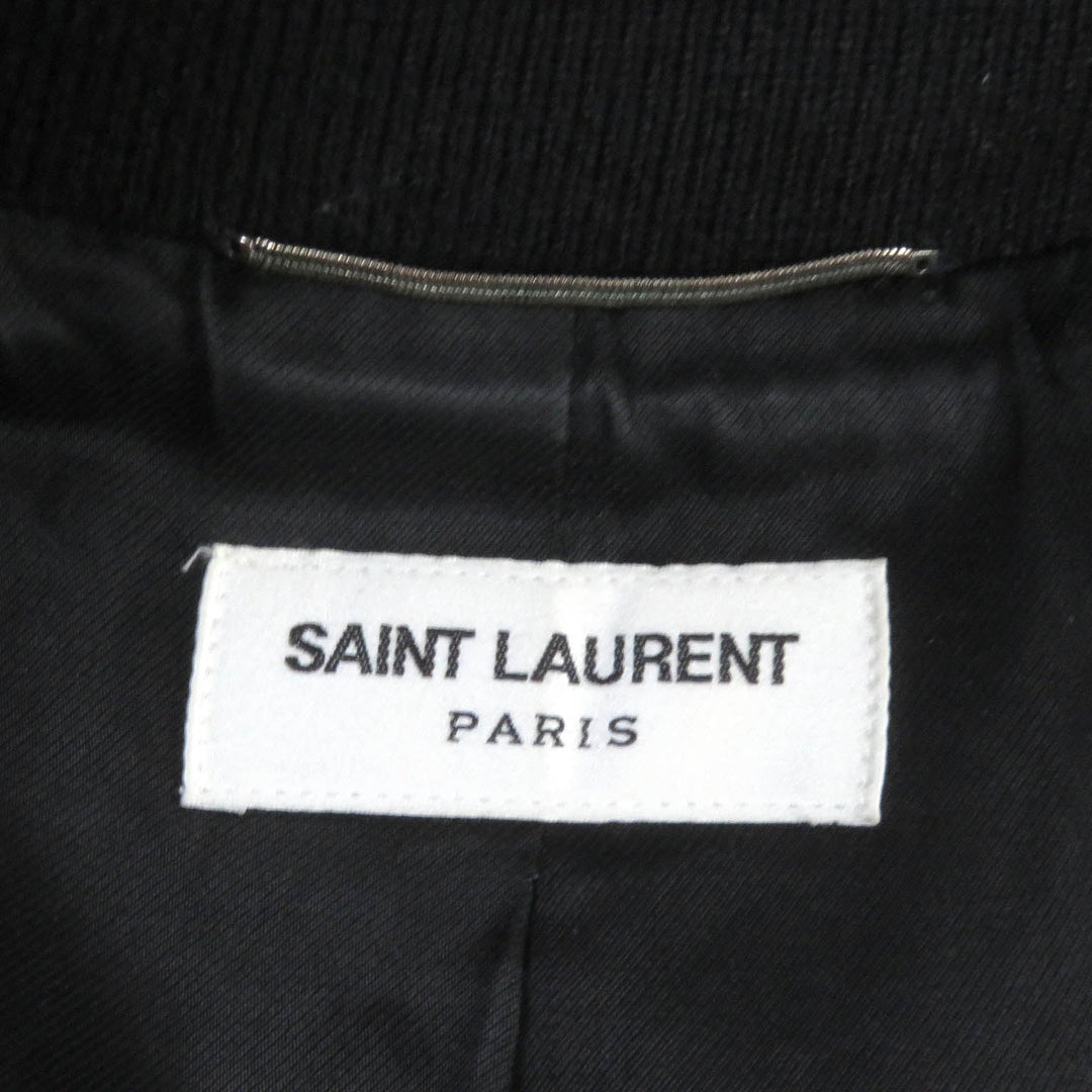 SAINT LAURENT PARIS Bomber jacket 354718 Main: 90% wool, Main: 10% nylon, Part: 93% wool, Part: 6% nylon, Part: 1% polyurethane black mens 52 Used Authentic
