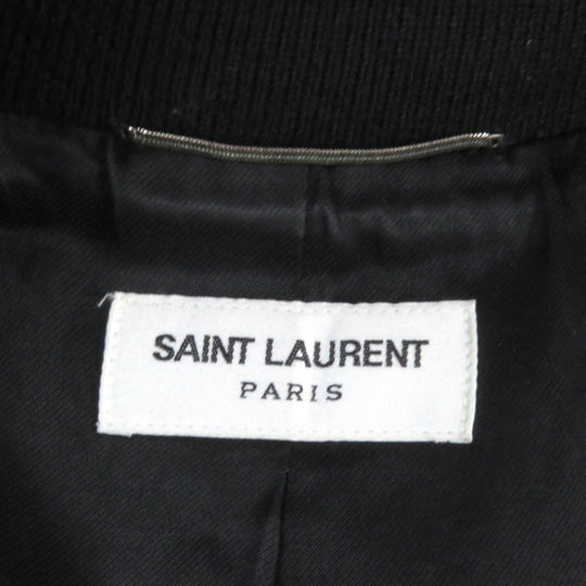 SAINT LAURENT PARIS Bomber jacket 354718 Main: 90% wool, Main: 10% nylon, Part: 93% wool, Part: 6% nylon, Part: 1% polyurethane black mens 52 Used Authentic