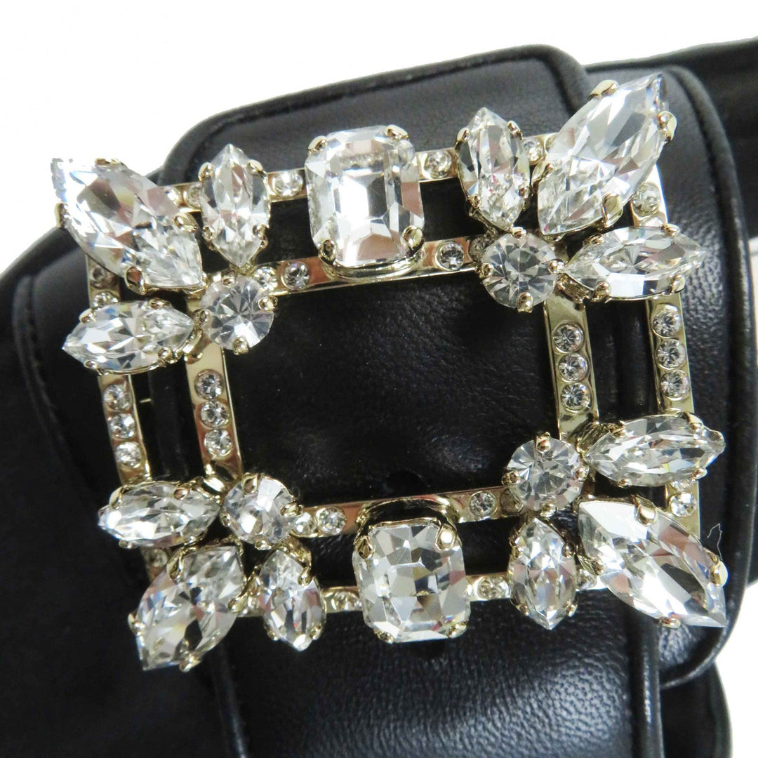 ROGERVIVIER Sandals RVW4582865091 TB999 Main: Leather NERO SLIDY VIV MINI RV BROCHE MULE25 Women 34 Used Authentic