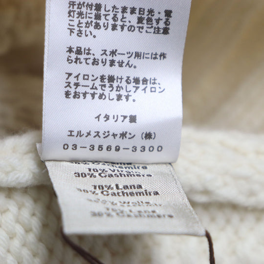 HERMES sweater Main: 70% wool, Main: 30% cashmere white mens S Used Authentic