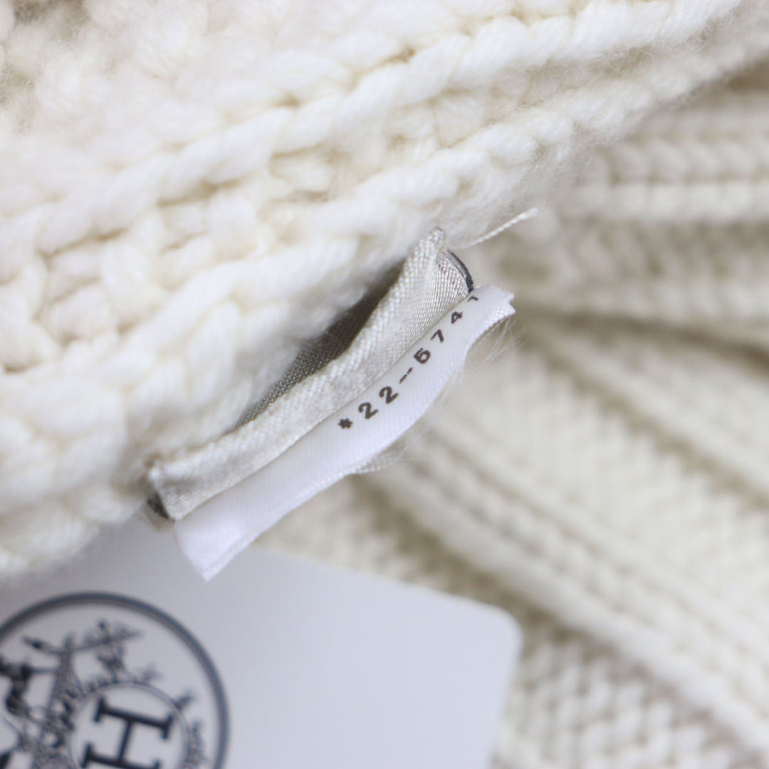 HERMES sweater Main: 70% wool, Main: 30% cashmere white mens S Used Authentic