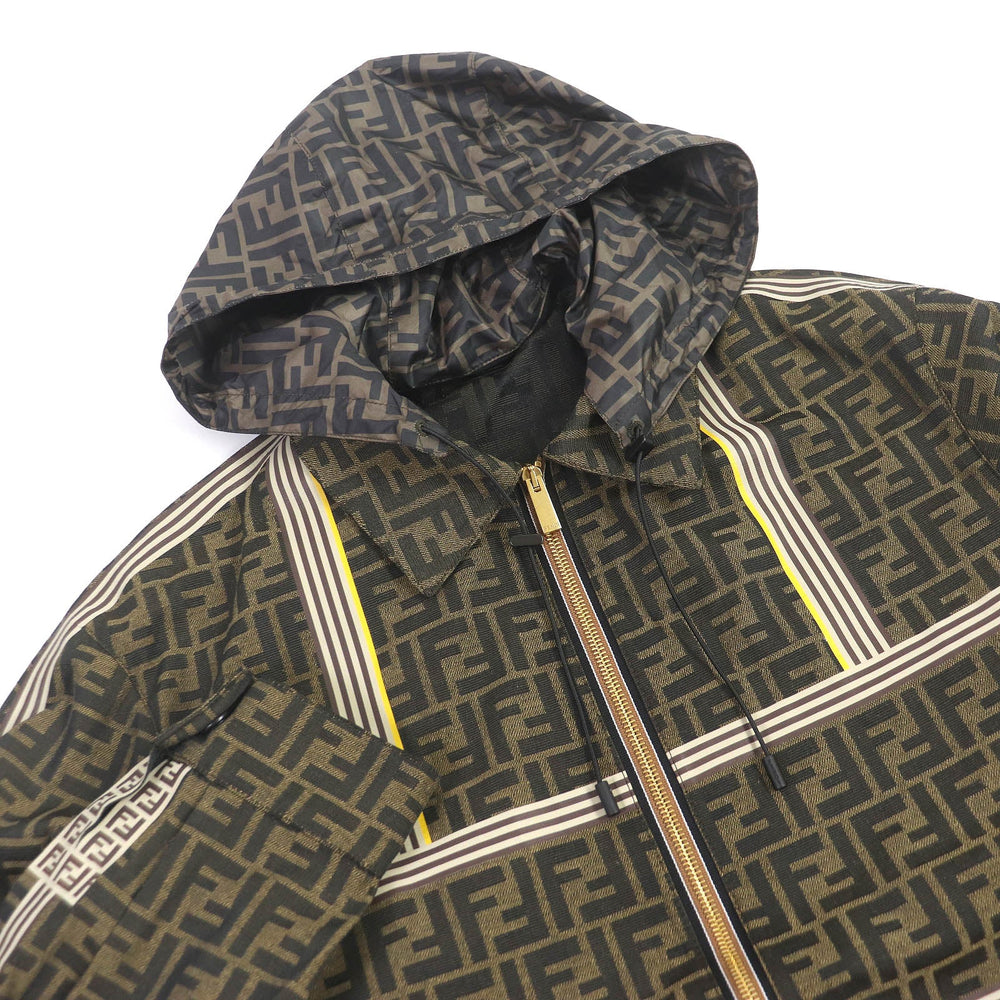 FENDI Mountain Hoodie FW0956 Outer material: 62% polyester, Outer material: 33% cotton, Outer material: 5% acrylic, Lining: 100% polyester, Part: 100% polyurethane Brown mens 44 Used Authentic