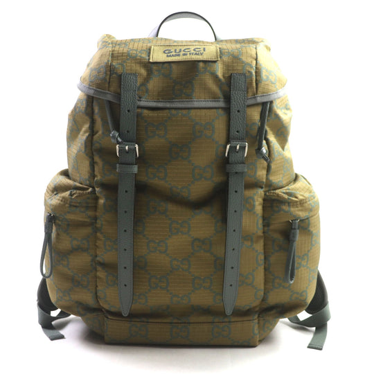 GUCCI 767923 Main: Nylon, Part: Leather khaki GG Ripstop mens Used Authentic