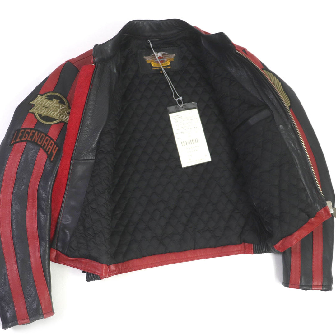 HARLEY DAVIDSON Riders jacket Outer: Cowhide, Lining: 50% Nylon, Lining: 50% Acetate, Filling: 100% Polyester Red black mens S Used Authentic