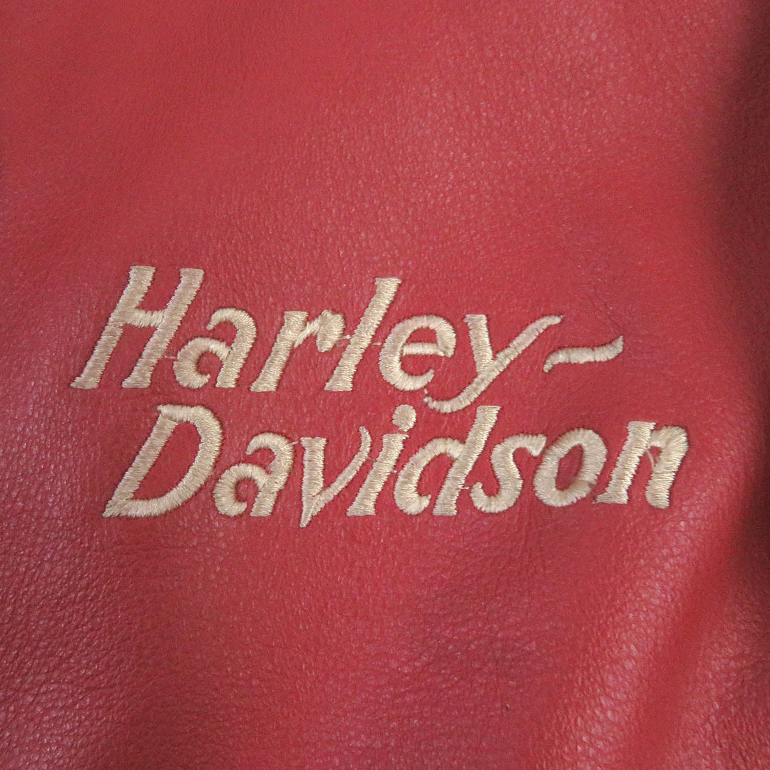 HARLEY DAVIDSON Riders jacket Outer: Cowhide, Lining: 50% Nylon, Lining: 50% Acetate, Filling: 100% Polyester Red black mens S Used Authentic