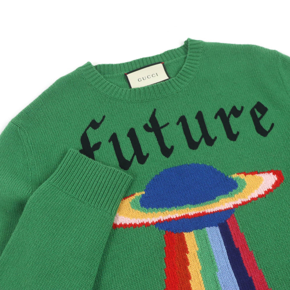 GUCCI sweater 474695 Main: 100% wool, Part: 100% rayon green mens S Used Authentic