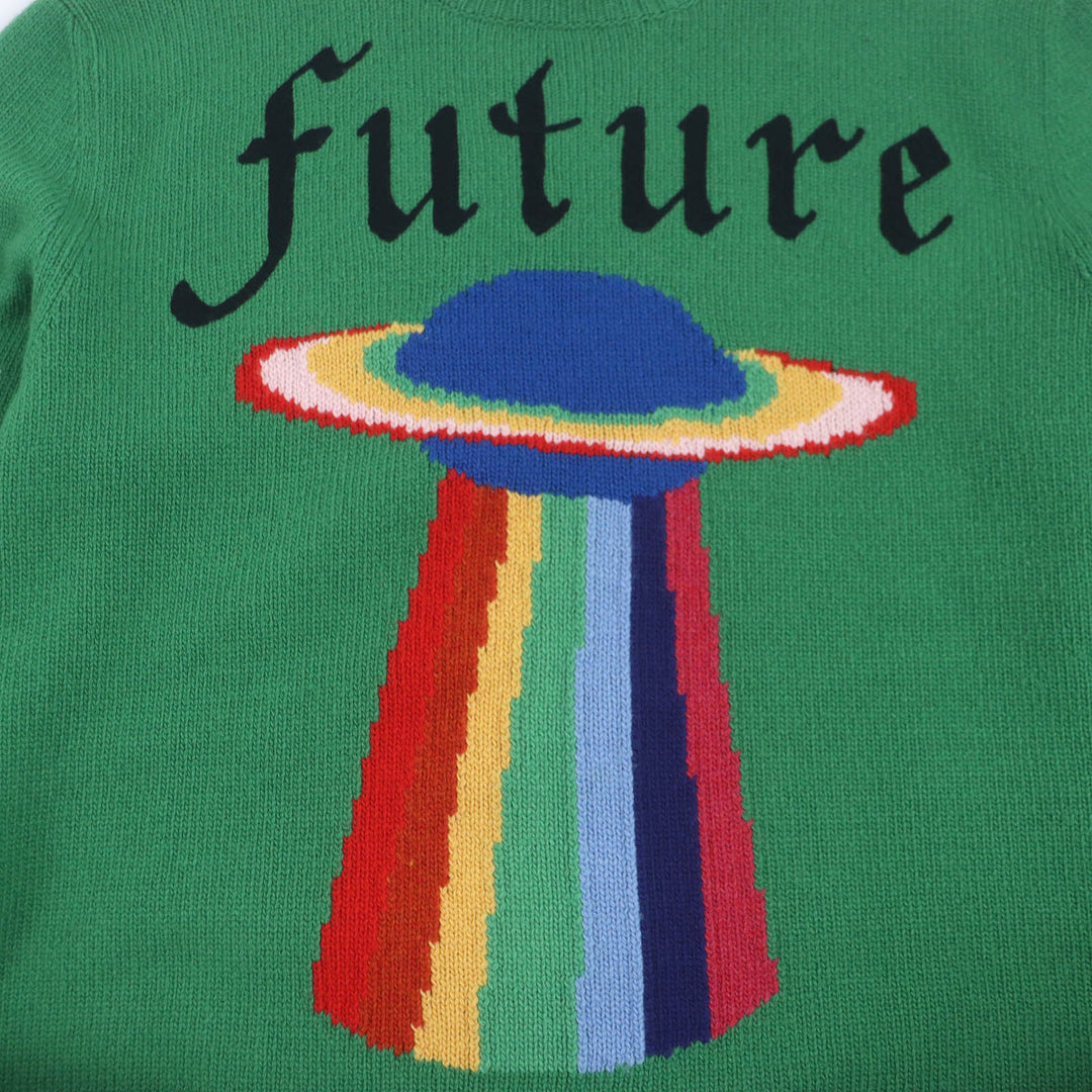GUCCI sweater 474695 Main: 100% wool, Part: 100% rayon green mens S Used Authentic