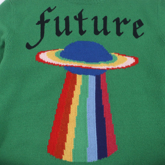 GUCCI sweater 474695 Main: 100% wool, Part: 100% rayon green mens S Used Authentic