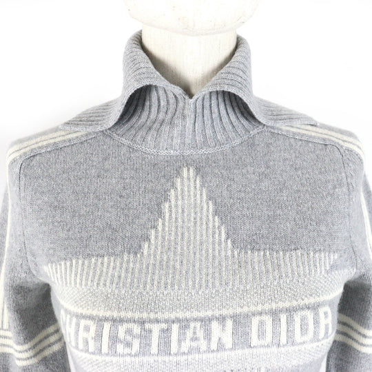 Christian Dior knit 244S77CM134 Main: 70% wool, Main: 30% cashmere Gray white The alps Women 38 Used Authentic