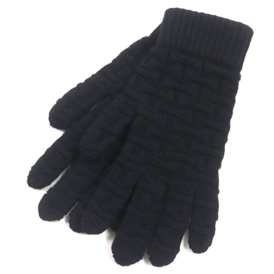 HERMES gloves Main: 100% cashmere black mens M Used Authentic