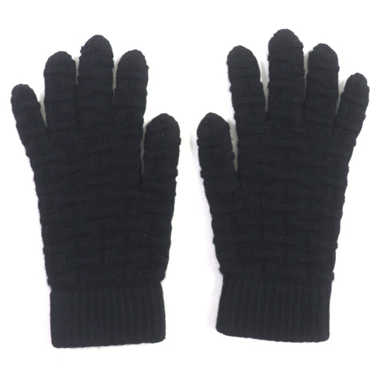 HERMES gloves Main: 100% cashmere black mens M Used Authentic