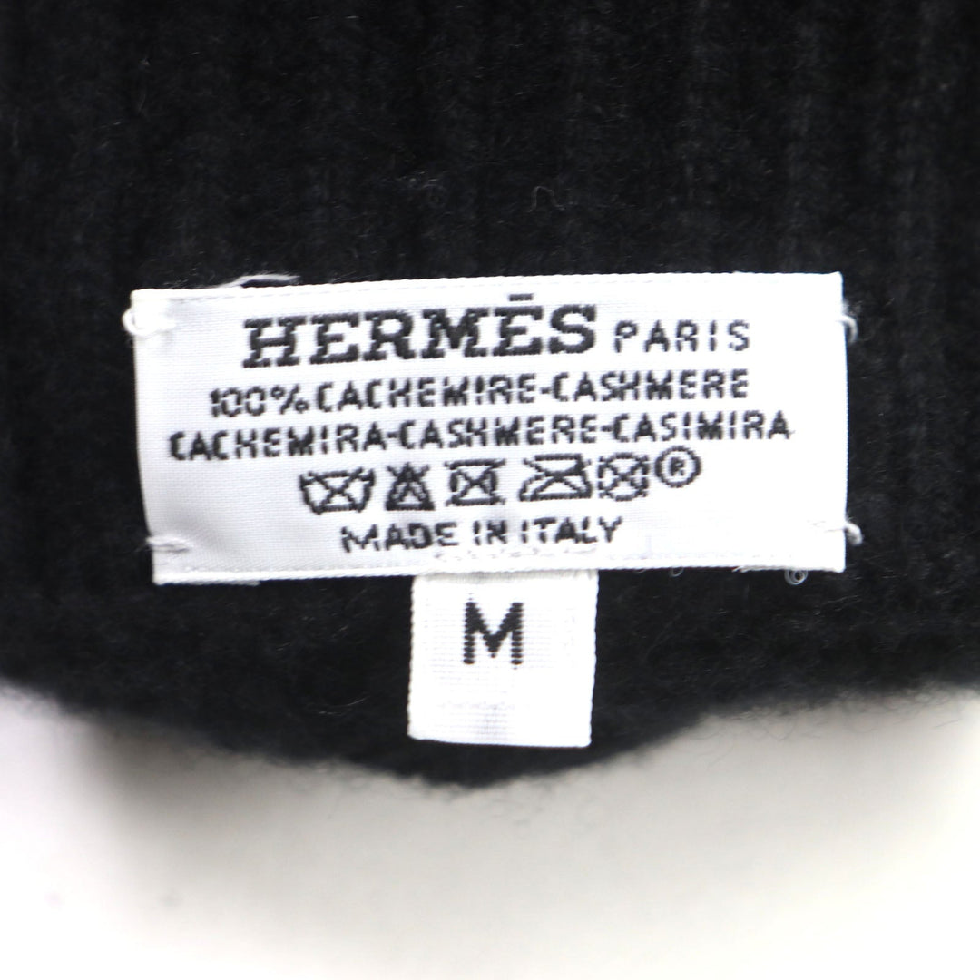 HERMES gloves Main: 100% cashmere black mens M Used Authentic