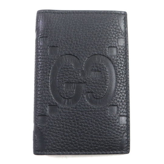 GUCCI Card Case 739478 Main: Leather black Jumbo GG mens Used Authentic