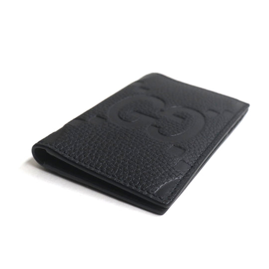 GUCCI Card Case 739478 Main: Leather black Jumbo GG mens Used Authentic