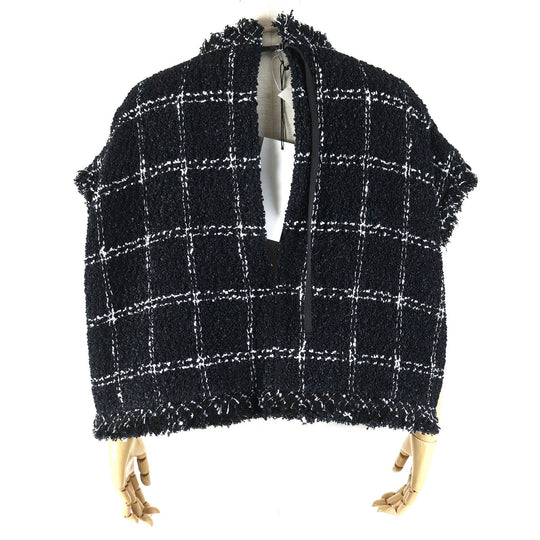 Sacai pullover 24-07144 Outer material: 67% nylon, Outer material: 33% cotton, Part: acrylic, Part: cotton, Part: nylon Black White Tweed Pullover Women 1 Used Authentic