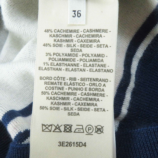 HERMES Short sleeve knit 3E2615D4 Main: 48% cashmere, Main: 48% silk, Main: 3% nylon, Main: 1% polyurethane, Part: 50% cashmere blue Canoe Women 36 Used Authentic