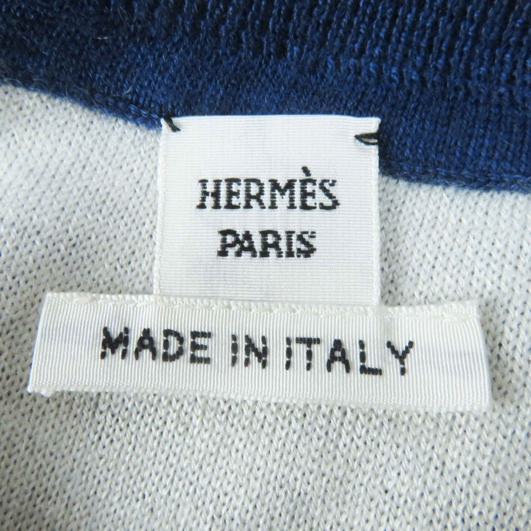 HERMES Short sleeve knit 3E2615D4 Main: 48% cashmere, Main: 48% silk, Main: 3% nylon, Main: 1% polyurethane, Part: 50% cashmere blue Canoe Women 36 Used Authentic
