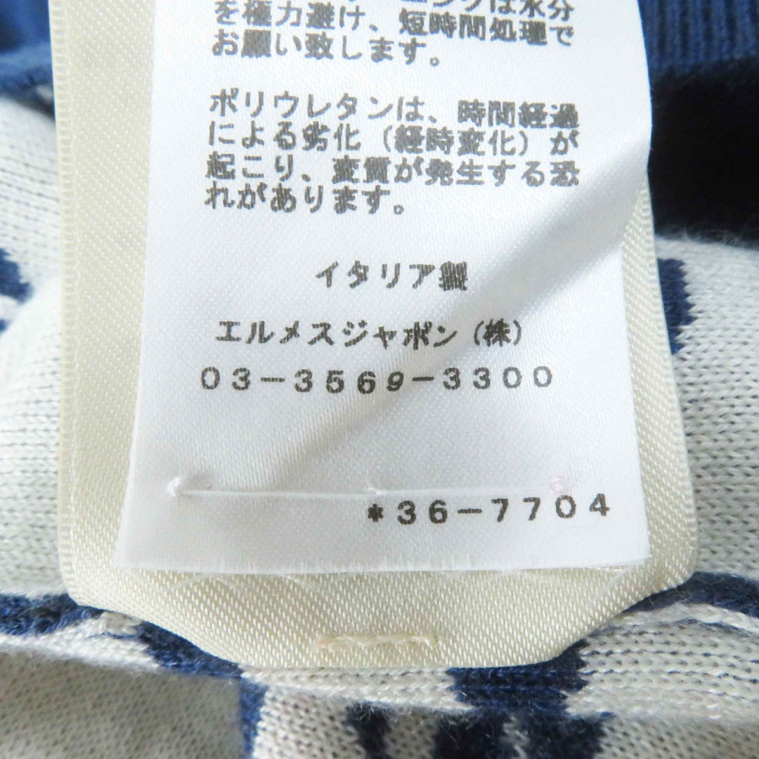 HERMES Short sleeve knit 3E2615D4 Main: 48% cashmere, Main: 48% silk, Main: 3% nylon, Main: 1% polyurethane, Part: 50% cashmere blue Canoe Women 36 Used Authentic