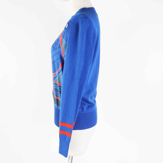 HERMES knit 2E2808DN Main: 100% silk, Main: 84% rayon, Main: 11% silk, Main: 4% nylon, Main: 1% polyurethane blue Women 38 Used Authentic