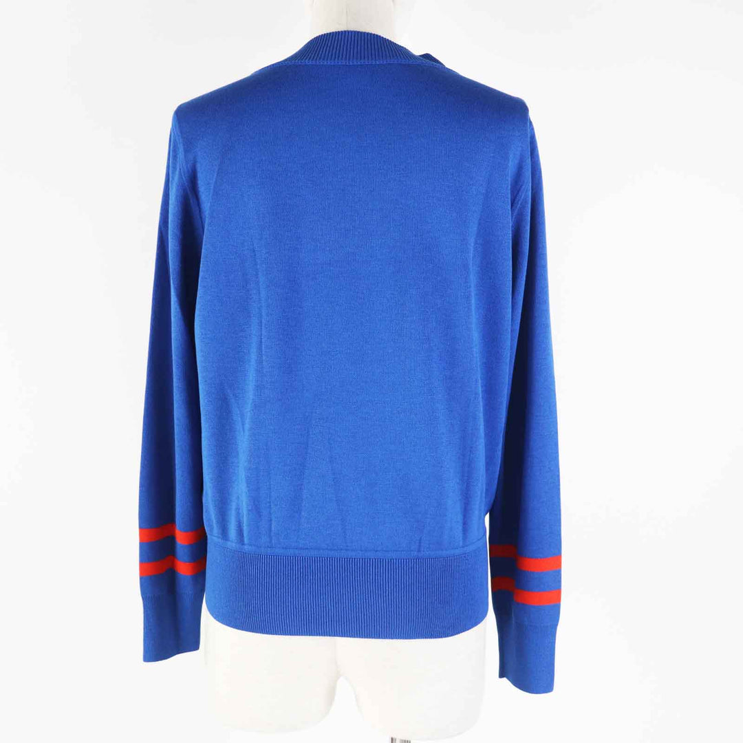 HERMES knit 2E2808DN Main: 100% silk, Main: 84% rayon, Main: 11% silk, Main: 4% nylon, Main: 1% polyurethane blue Women 38 Used Authentic