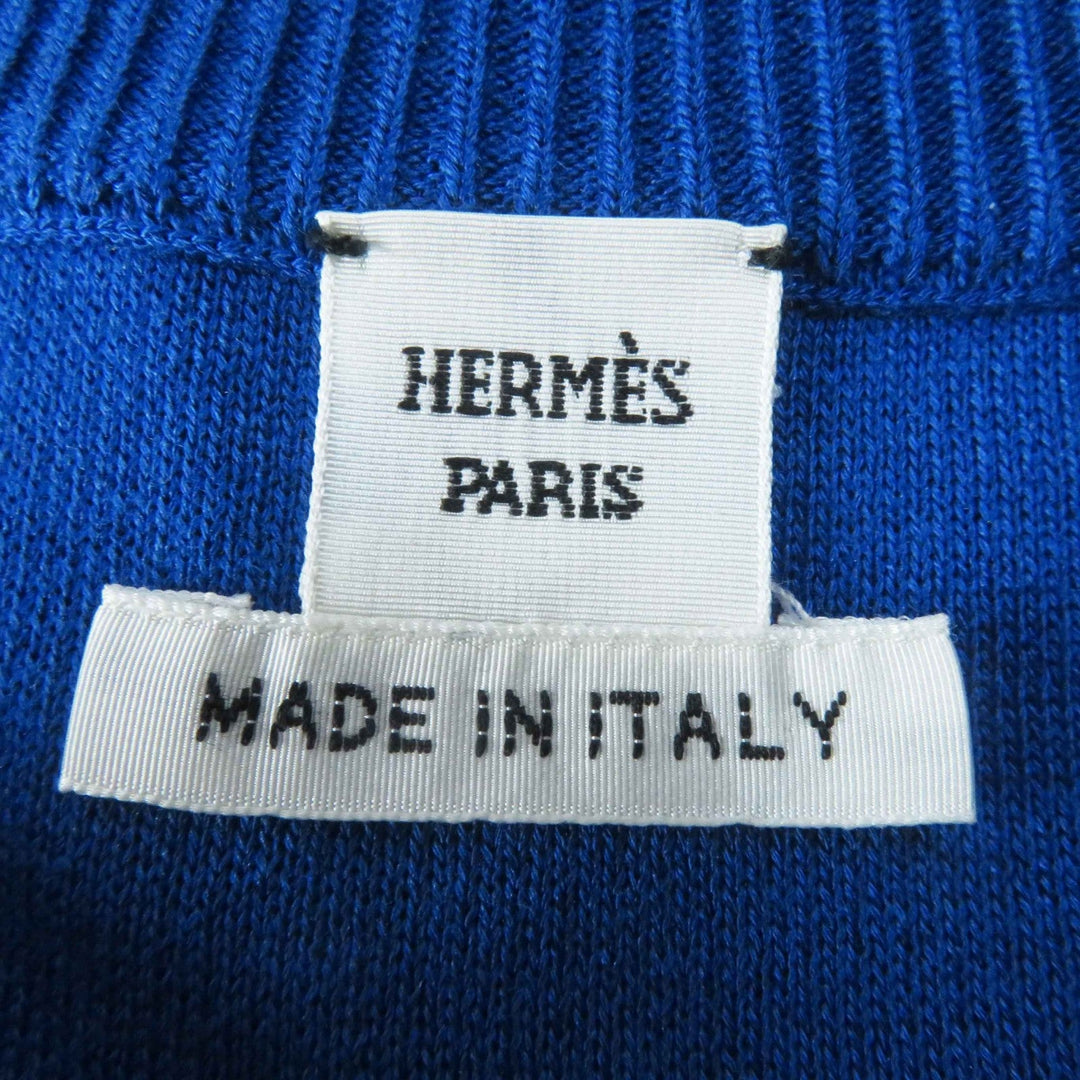 HERMES knit 2E2808DN Main: 100% silk, Main: 84% rayon, Main: 11% silk, Main: 4% nylon, Main: 1% polyurethane blue Women 38 Used Authentic
