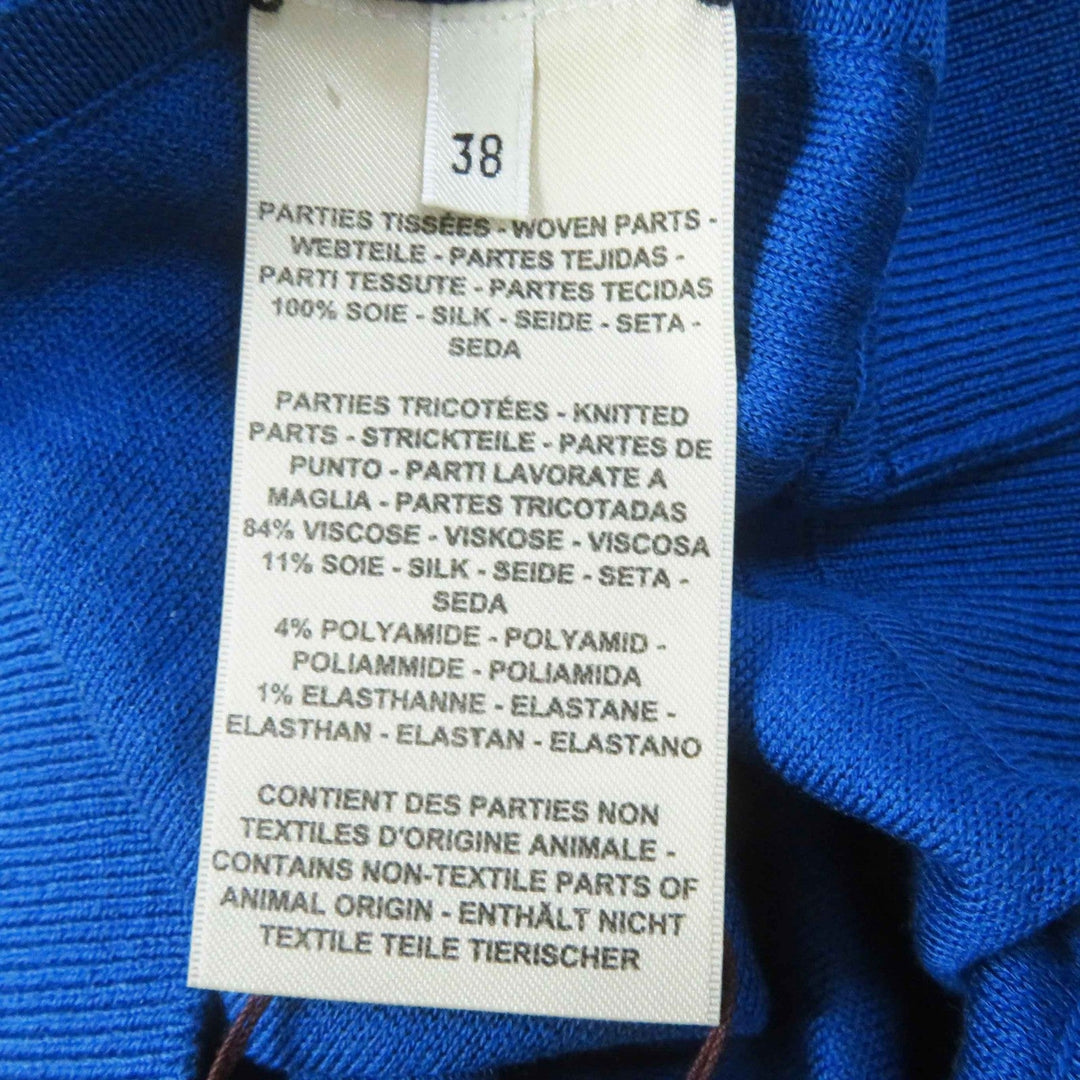 HERMES knit 2E2808DN Main: 100% silk, Main: 84% rayon, Main: 11% silk, Main: 4% nylon, Main: 1% polyurethane blue Women 38 Used Authentic