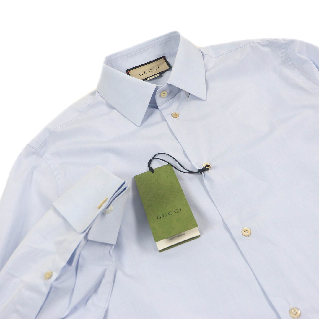 GUCCI Long sleeve shirt 699553 Main: 100% cotton, Part: 100% polyester Light blue mens 40 Used Authentic