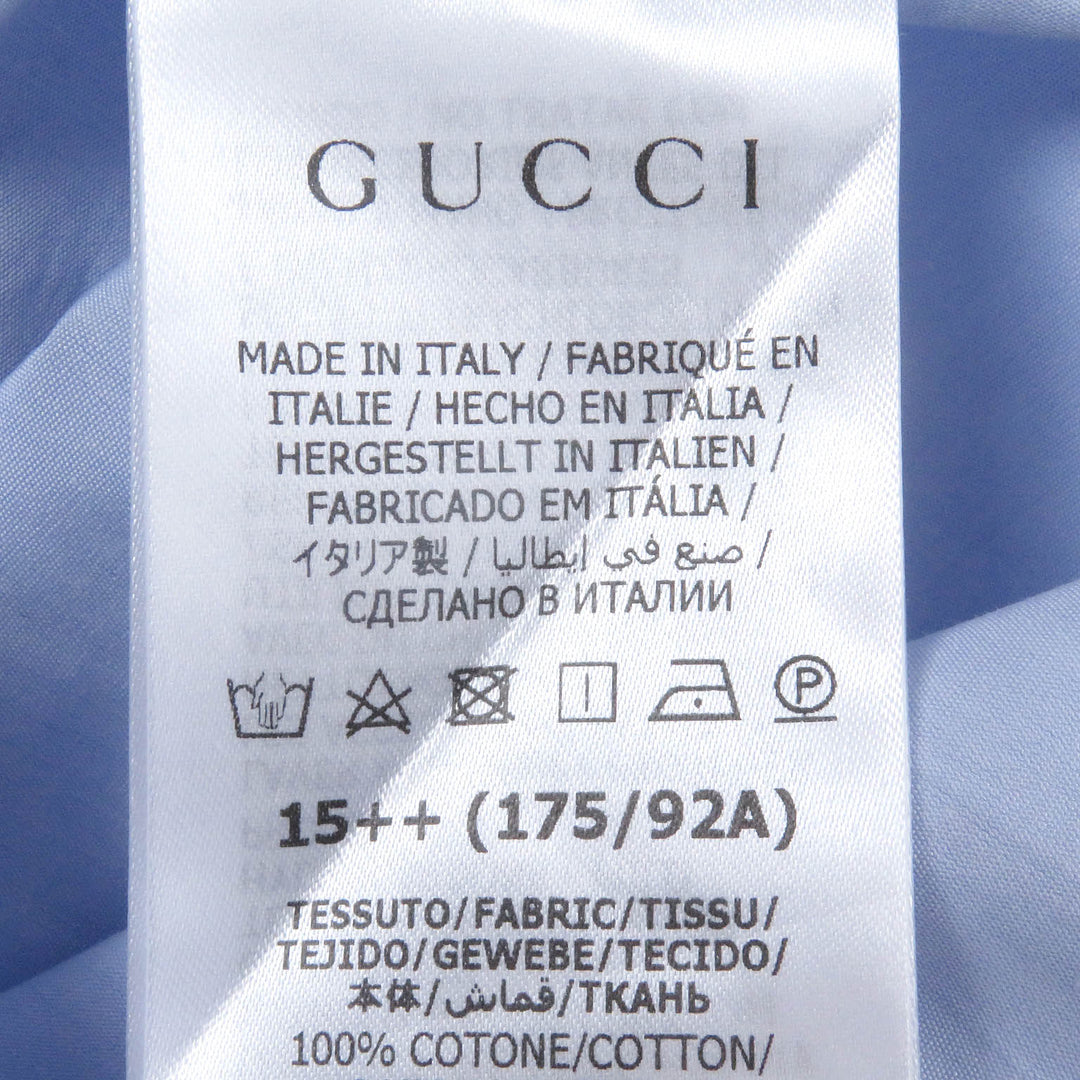 GUCCI Long sleeve shirt 699553 Main: 100% cotton, Part: 100% polyester Light blue mens 40 Used Authentic