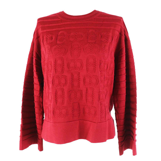 HERMES knit 3E2614D3 Outer: 57% silk, Outer: 43% cotton, Part: 55% silk, Part: 41% cotton, Part: 3% nylon Bordeaux Women 38 Used Authentic