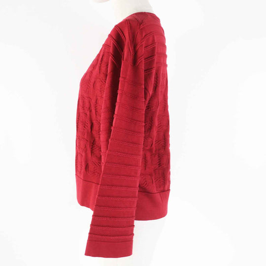 HERMES knit 3E2614D3 Outer: 57% silk, Outer: 43% cotton, Part: 55% silk, Part: 41% cotton, Part: 3% nylon Bordeaux Women 38 Used Authentic