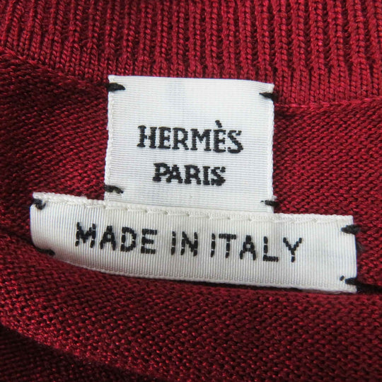 HERMES knit 3E2614D3 Outer: 57% silk, Outer: 43% cotton, Part: 55% silk, Part: 41% cotton, Part: 3% nylon Bordeaux Women 38 Used Authentic