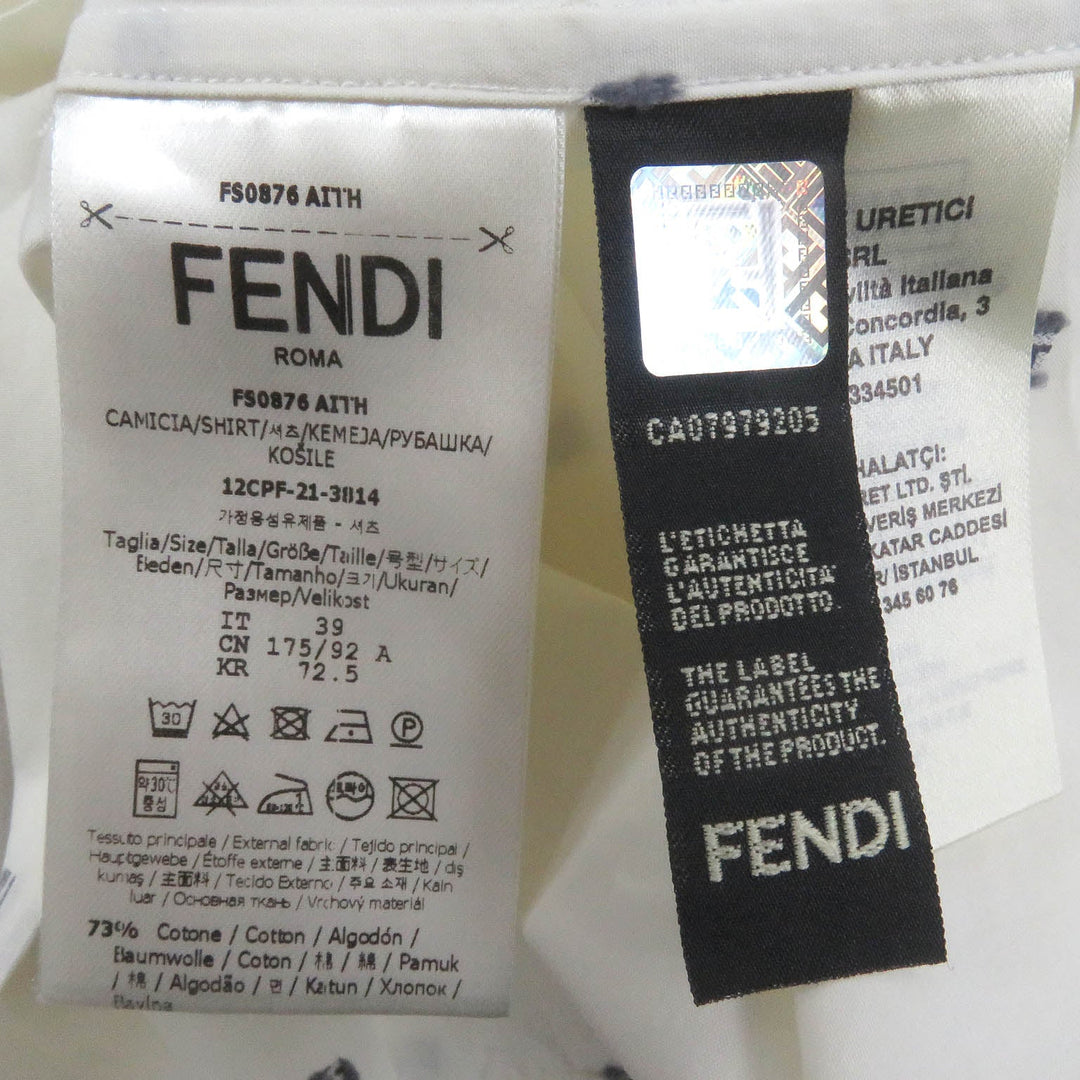 FENDI Long sleeve shirt FS0876 Main: 73% cotton, Main: 27% silk white mens 39 Used Authentic