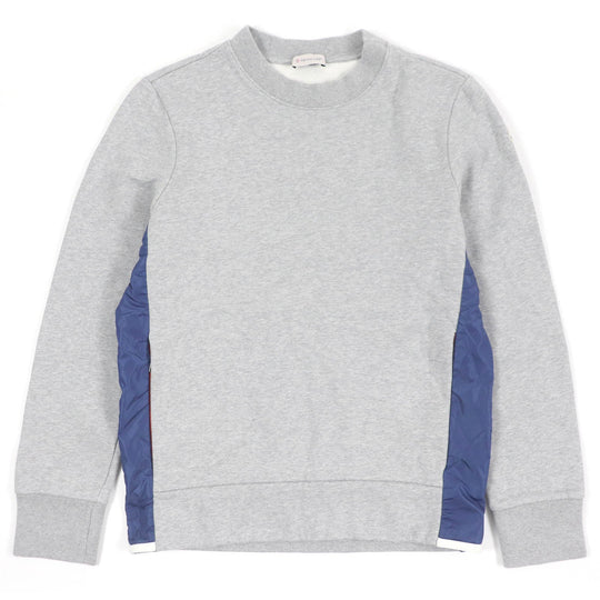 MONCLER sweat Main: 100% cotton, Part: 100% nylon gray MAGLIA GIROCOLLO mens M Used Authentic