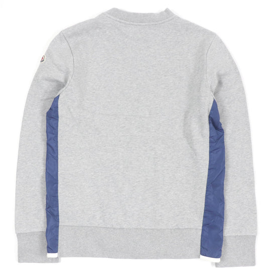 MONCLER sweat Main: 100% cotton, Part: 100% nylon gray MAGLIA GIROCOLLO mens M Used Authentic