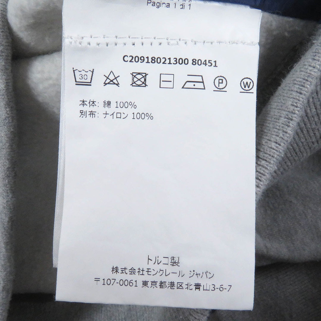 MONCLER sweat Main: 100% cotton, Part: 100% nylon gray MAGLIA GIROCOLLO mens M Used Authentic