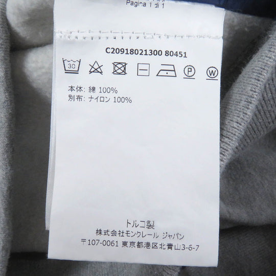 MONCLER sweat Main: 100% cotton, Part: 100% nylon gray MAGLIA GIROCOLLO mens M Used Authentic