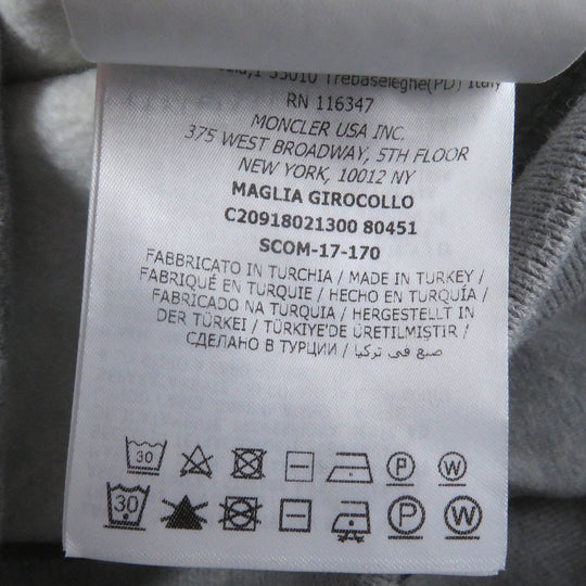 MONCLER sweat Main: 100% cotton, Part: 100% nylon gray MAGLIA GIROCOLLO mens M Used Authentic