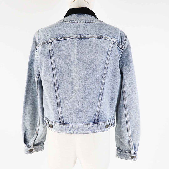 LOUIS VUITTON Denim Jacket 1AFEPI Outer: 100% cotton, Lining: 65% polyester, Lining: 35% cotton blue velvet accent denim jacket Women 36 Used Authentic