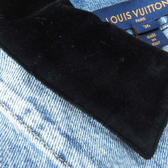 LOUIS VUITTON Denim Jacket 1AFEPI Outer: 100% cotton, Lining: 65% polyester, Lining: 35% cotton blue velvet accent denim jacket Women 36 Used Authentic