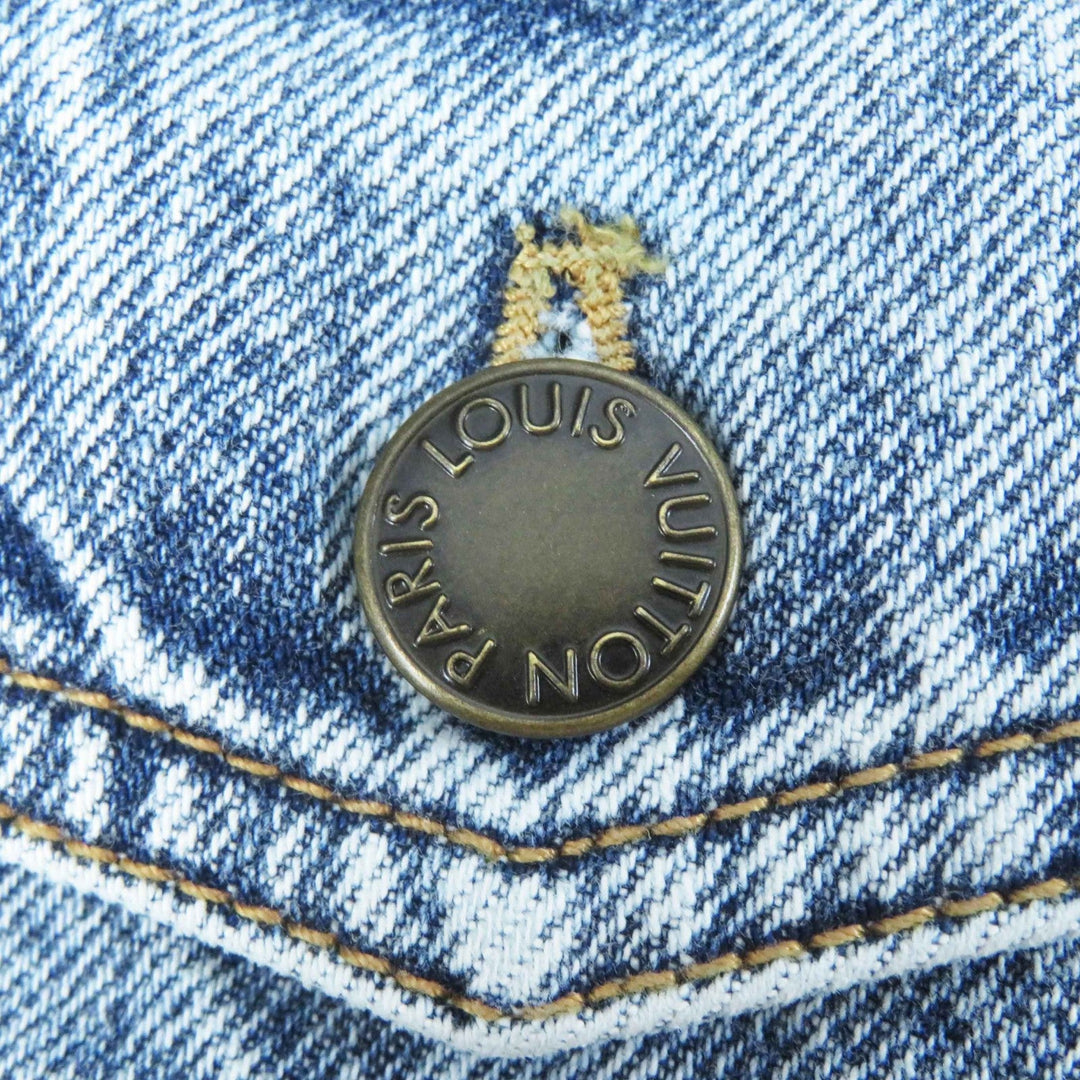 LOUIS VUITTON Denim Jacket 1AFEPI Outer: 100% cotton, Lining: 65% polyester, Lining: 35% cotton blue velvet accent denim jacket Women 36 Used Authentic