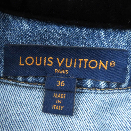 LOUIS VUITTON Denim Jacket 1AFEPI Outer: 100% cotton, Lining: 65% polyester, Lining: 35% cotton blue velvet accent denim jacket Women 36 Used Authentic