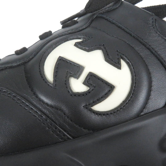 GUCCI sneakers 757857 Main: Leather black mens 7 1/2 Used Authentic
