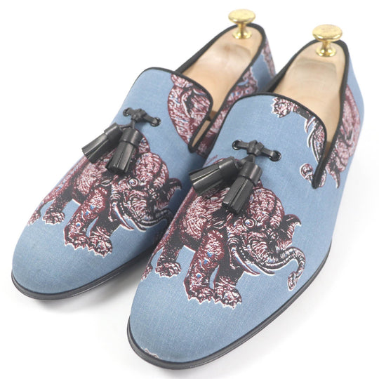 LOUIS VUITTON loafers Part: Canvas blue mens 7 Used Authentic