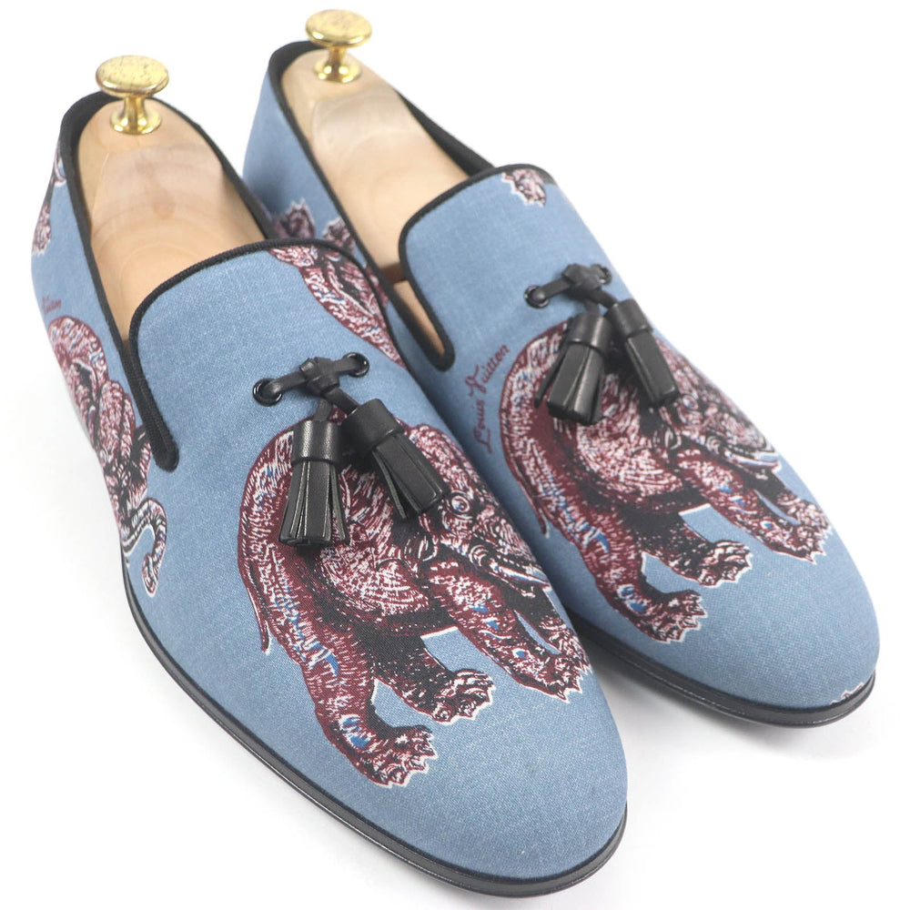 LOUIS VUITTON loafers Part: Canvas blue mens 7 Used Authentic