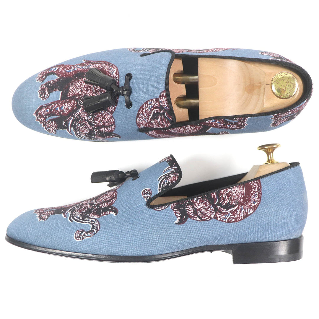 LOUIS VUITTON loafers Part: Canvas blue mens 7 Used Authentic