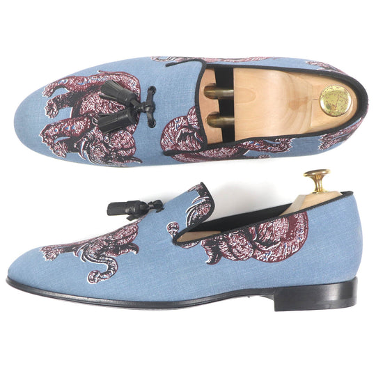 LOUIS VUITTON loafers Part: Canvas blue mens 7 Used Authentic